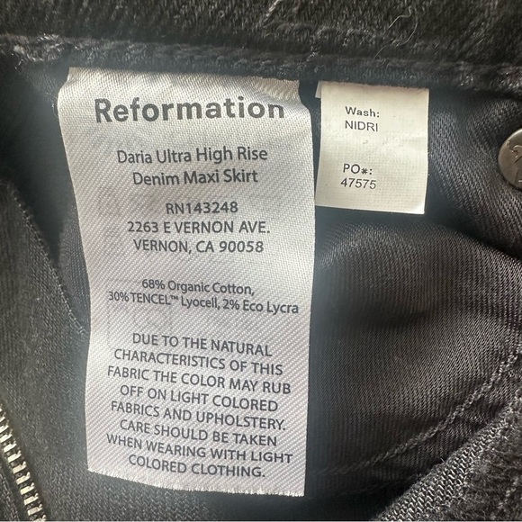Reformation Daria Ultra High Rise Denim Maxi Skirt Nidri Wash Black 26 NWT New - Picture 10 of 12